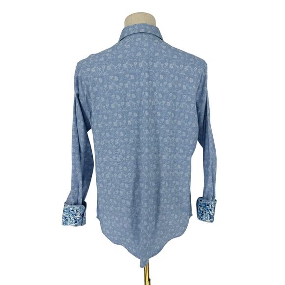 Robert Graham Woven Button Front Long Sleeve Shirt ABBOTT KINNEY Light Blue  M - Picture 2 of 10